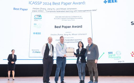 Digital Futures postdoc Jiaojiao Zhang and co-authors – winning the ICASSP2024 Best Paper Award