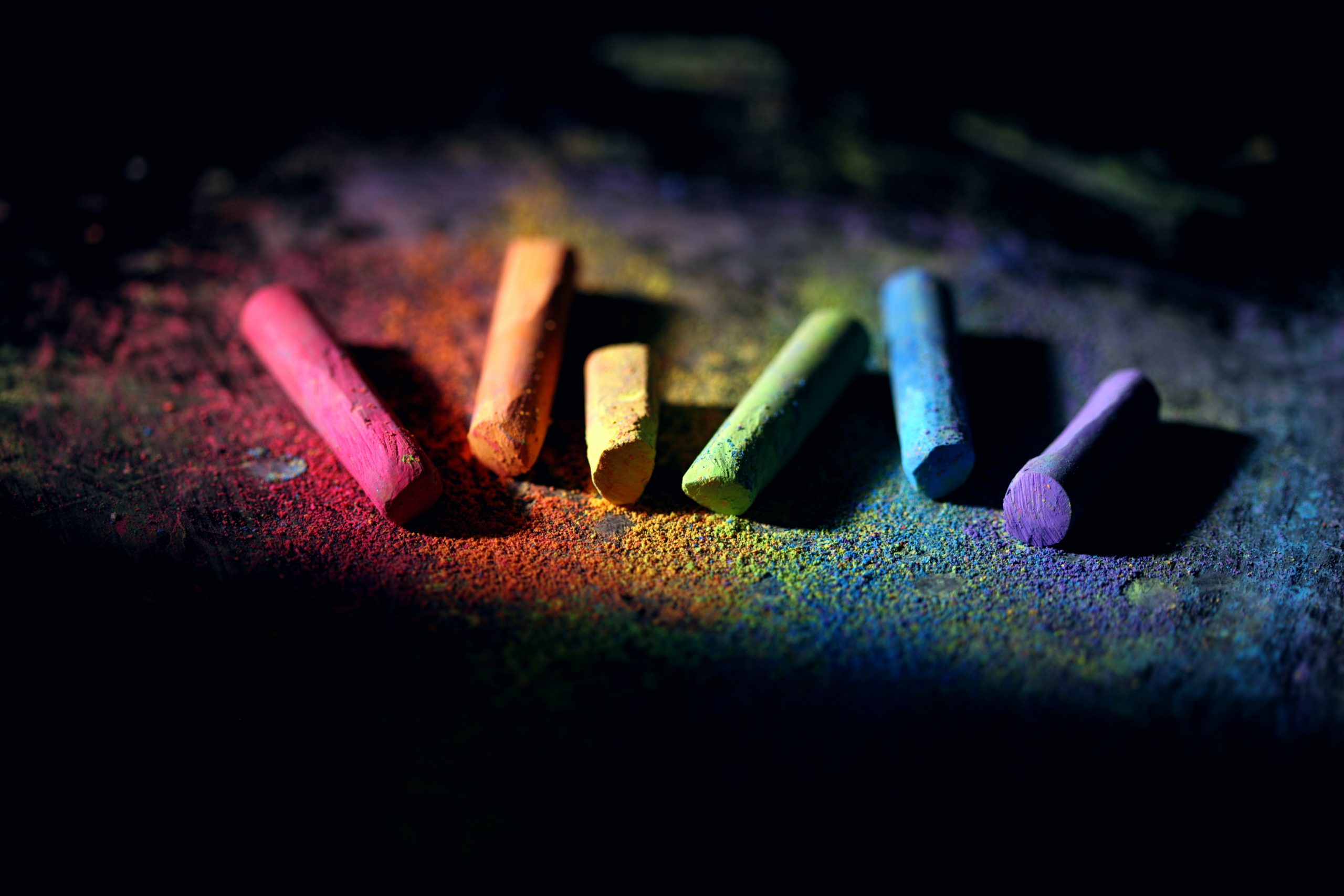 Picture of Rainbow chalk on black.